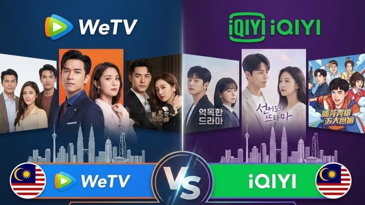 Editor’s featured hero image showing a split comparison concept for WeTV and iQIYI streaming apps for Malaysian viewers.